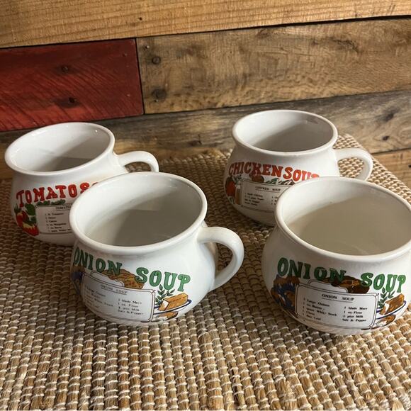 Set Of 4 Soup Cups (2 Onion, Tomato, and Chicken Soup) - Picture 2 of 12